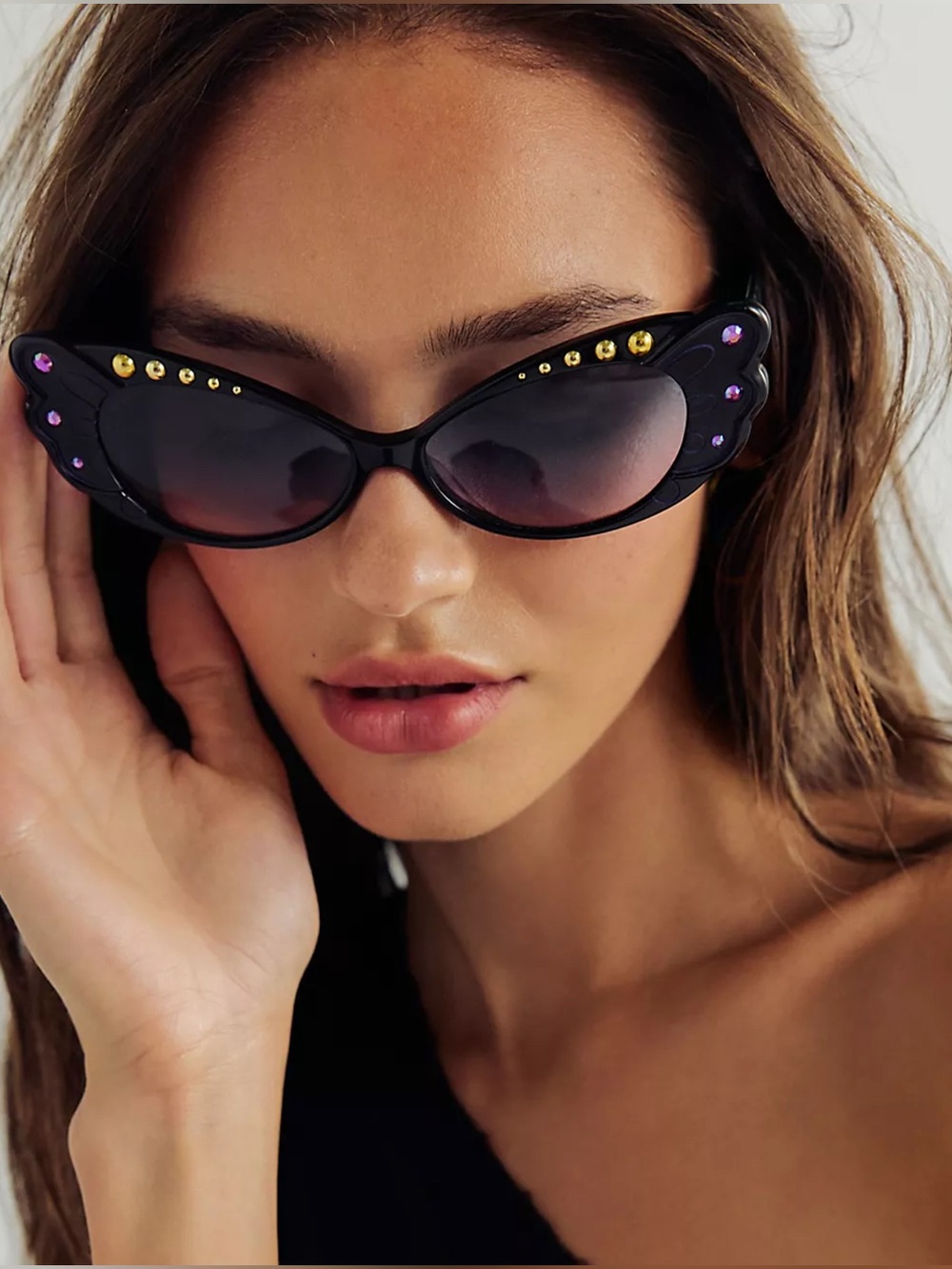 NWT Anna Sui Pearl Wing Oversized Sunglasses
